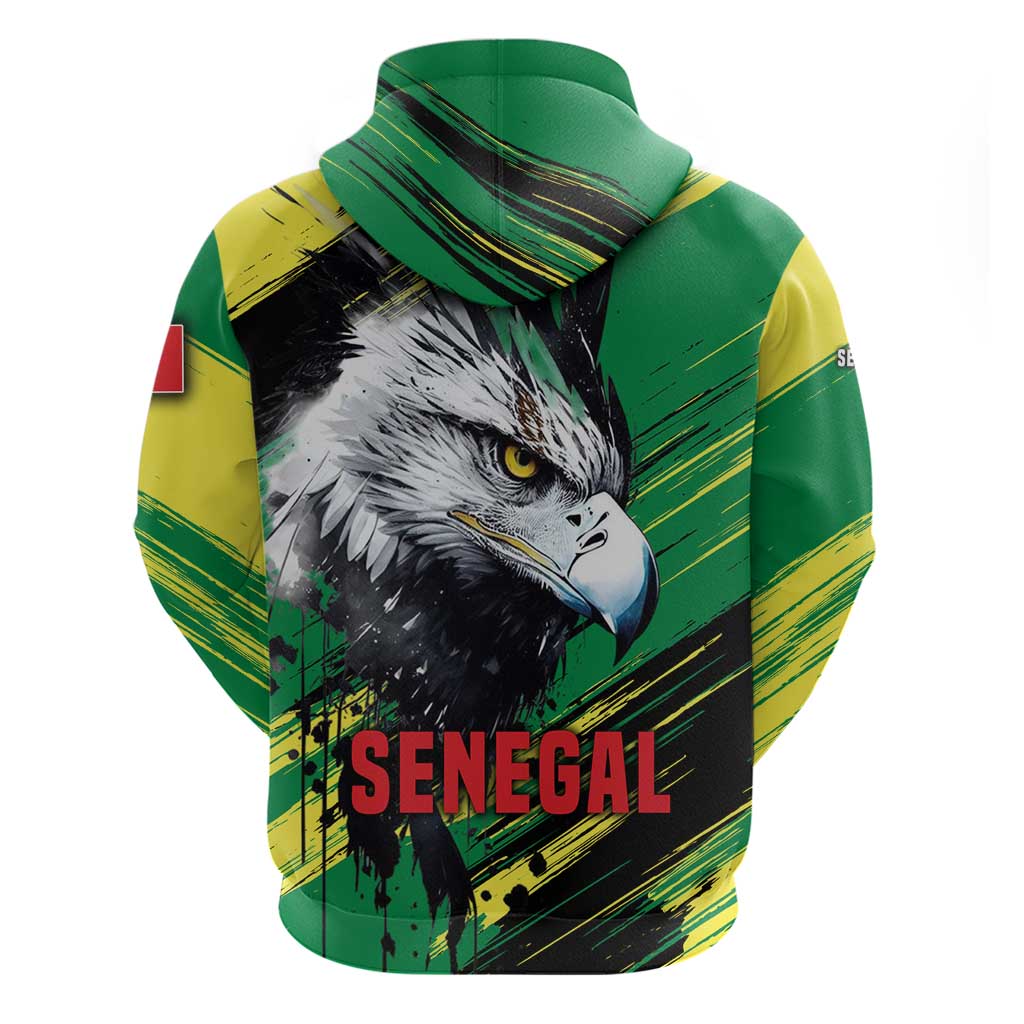 Senegal Hoodie with Bold Eagle Graphic and Brushstroke Flag Colors Design - Wonder Print Shop