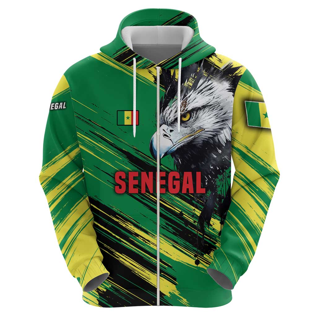 Senegal Hoodie with Bold Eagle Graphic and Brushstroke Flag Colors Design - Wonder Print Shop