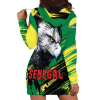 Senegal Hoodie Dress with Bold Eagle Graphic and Brushstroke Flag Colors Design - Wonder Print Shop