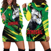 Senegal Hoodie Dress with Bold Eagle Graphic and Brushstroke Flag Colors Design - Wonder Print Shop