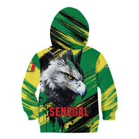 Senegal Kid Hoodie with Bold Eagle Graphic and Brushstroke Flag Colors Design - Wonder Print Shop