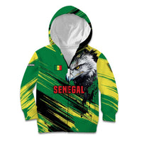 Senegal Kid Hoodie with Bold Eagle Graphic and Brushstroke Flag Colors Design - Wonder Print Shop