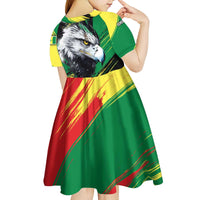Senegal Kid Short Sleeve Dress with Bold Eagle Graphic and Brushstroke Flag Colors Design - Wonder Print Shop