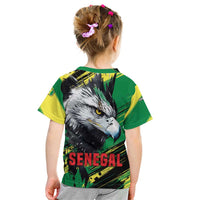 Senegal Kid T Shirt with Bold Eagle Graphic and Brushstroke Flag Colors Design - Wonder Print Shop