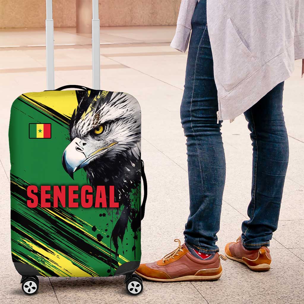 Senegal Luggage Cover with Bold Eagle Graphic and Brushstroke Flag Colors Design - Wonder Print Shop