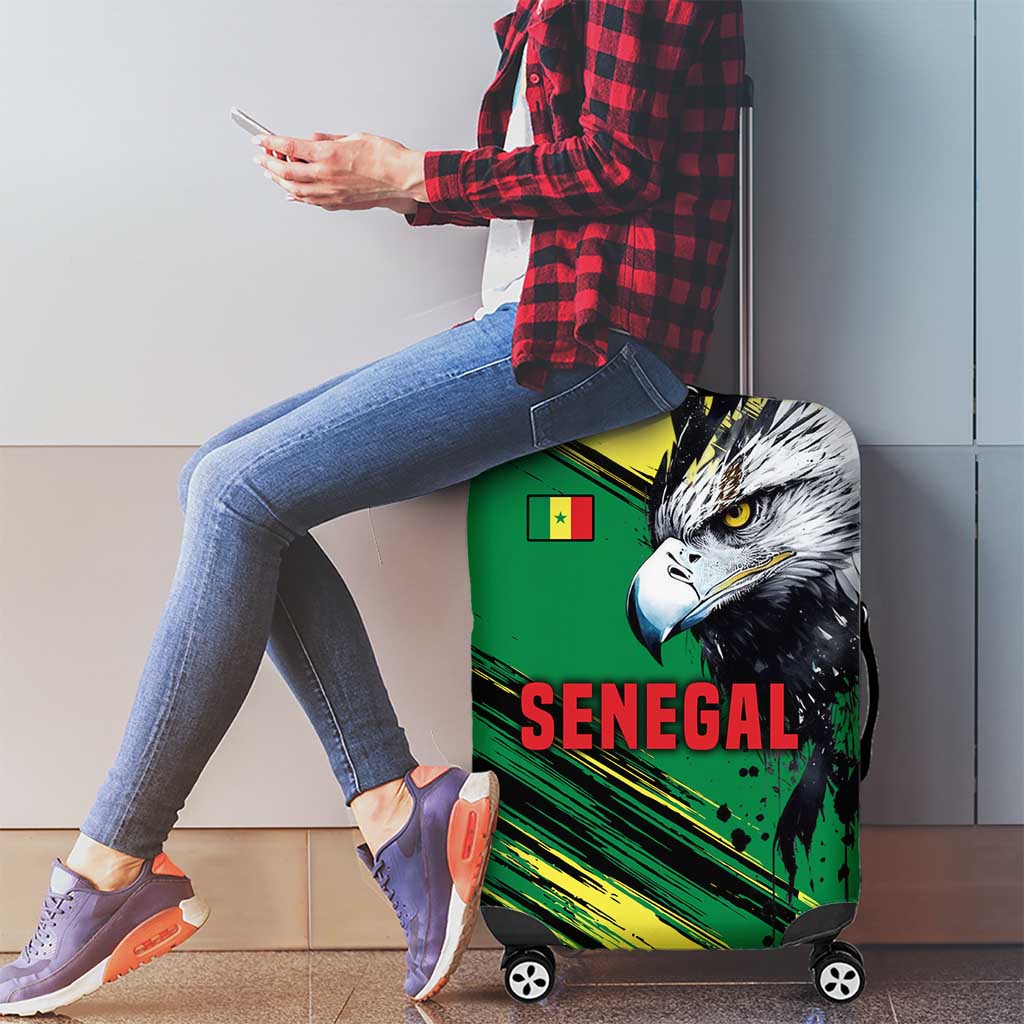 Senegal Luggage Cover with Bold Eagle Graphic and Brushstroke Flag Colors Design - Wonder Print Shop