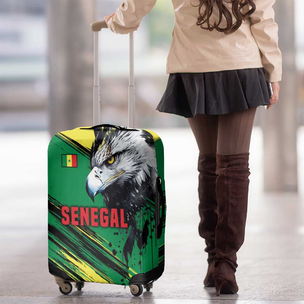 Senegal Luggage Cover with Bold Eagle Graphic and Brushstroke Flag Colors Design - Wonder Print Shop