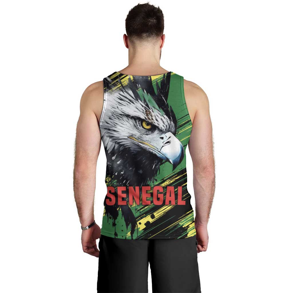 Senegal Men Tank Top with Bold Eagle Graphic and Brushstroke Flag Colors Design - Wonder Print Shop