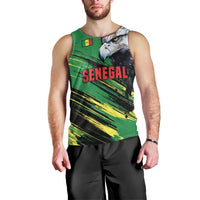 Senegal Men Tank Top with Bold Eagle Graphic and Brushstroke Flag Colors Design - Wonder Print Shop