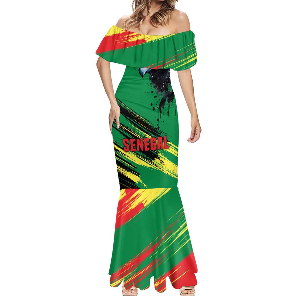 Senegal Mermaid Dress with Bold Eagle Graphic and Brushstroke Flag Colors Design - Wonder Print Shop