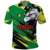 Senegal Polo Shirt with Bold Eagle Graphic and Brushstroke Flag Colors Design - Wonder Print Shop