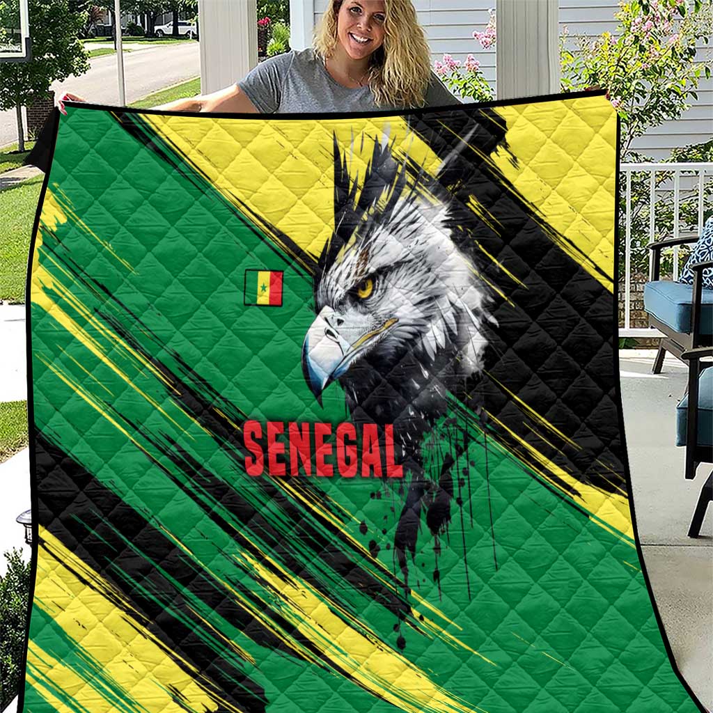 Senegal Quilt with Bold Eagle Graphic and Brushstroke Flag Colors Design - Wonder Print Shop