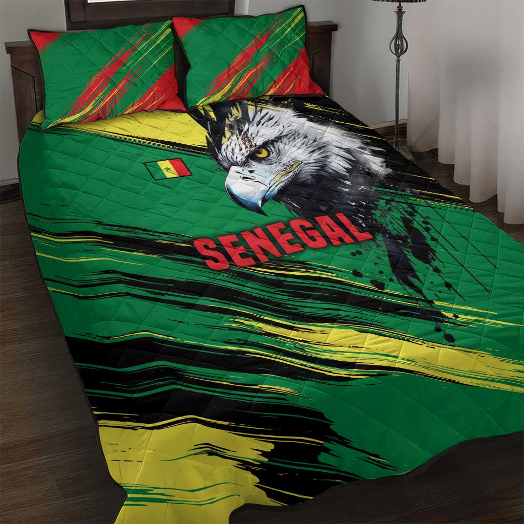 Senegal Quilt Bed Set with Bold Eagle Graphic and Brushstroke Flag Colors Design - Wonder Print Shop