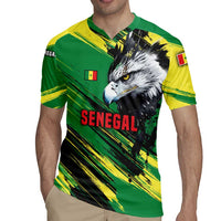 Senegal Rugby Jersey with Bold Eagle Graphic and Brushstroke Flag Colors Design - Wonder Print Shop