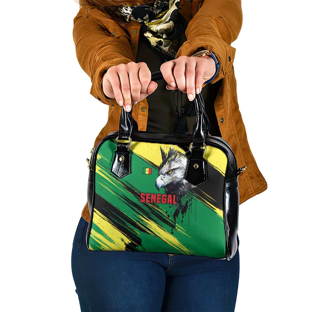 Senegal Shoulder Handbag with Bold Eagle Graphic and Brushstroke Flag Colors Design - Wonder Print Shop