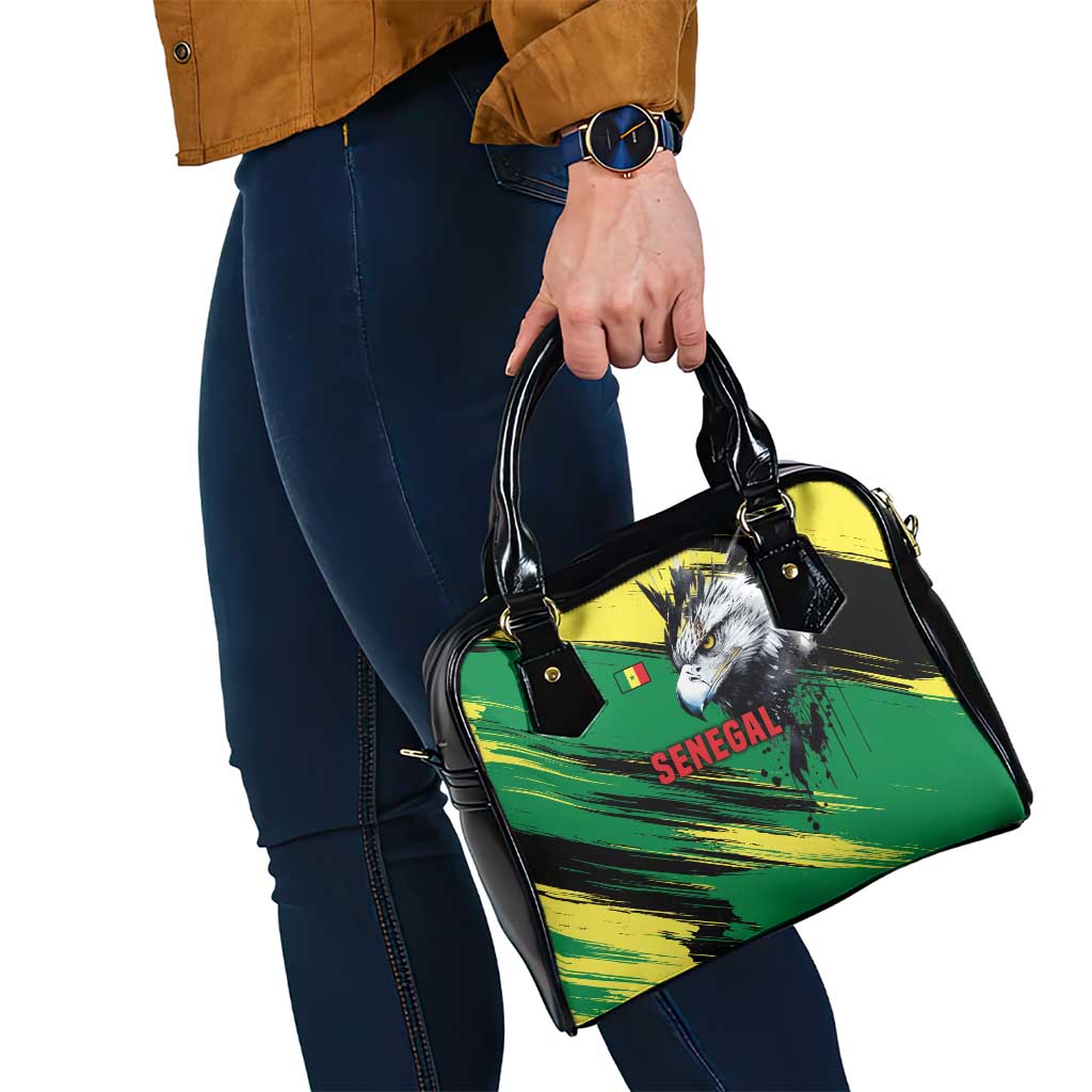 Senegal Shoulder Handbag with Bold Eagle Graphic and Brushstroke Flag Colors Design - Wonder Print Shop