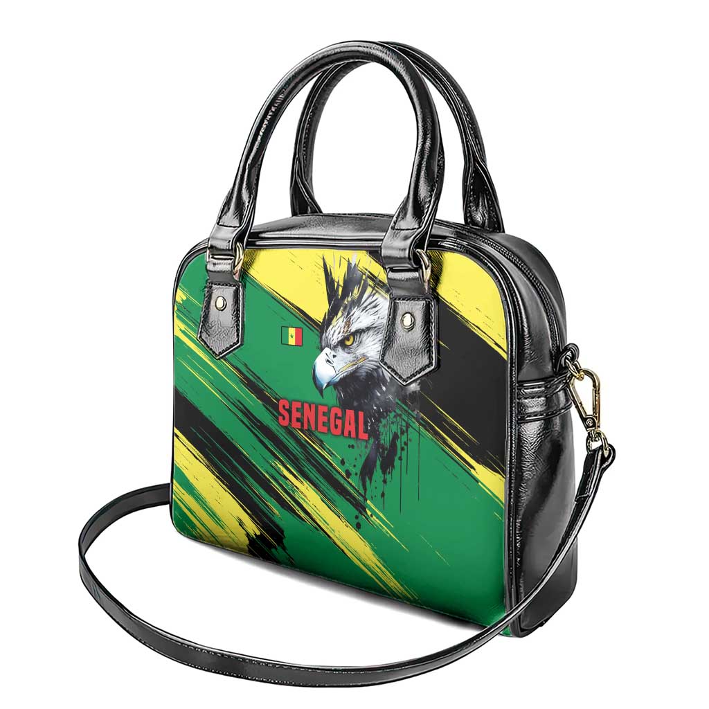 Senegal Shoulder Handbag with Bold Eagle Graphic and Brushstroke Flag Colors Design - Wonder Print Shop