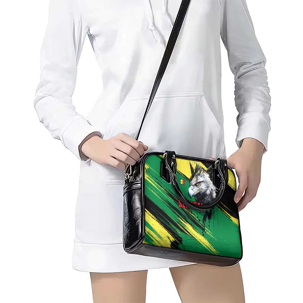Senegal Shoulder Handbag with Bold Eagle Graphic and Brushstroke Flag Colors Design - Wonder Print Shop