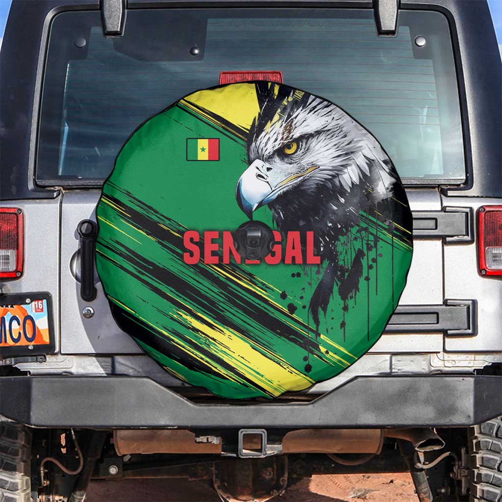 Senegal Spare Tire Cover with Bold Eagle Graphic and Brushstroke Flag Colors Design - Wonder Print Shop