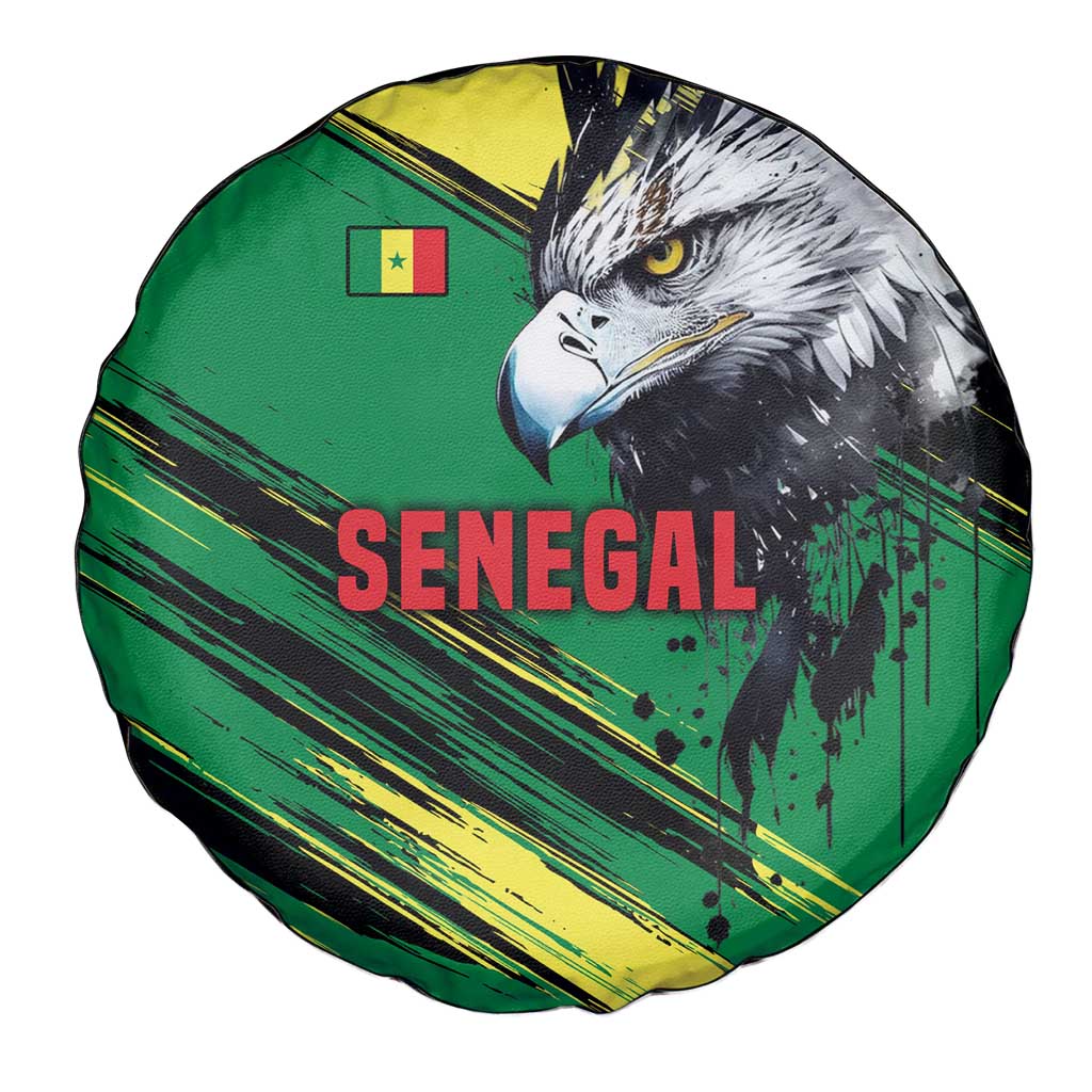 Senegal Spare Tire Cover with Bold Eagle Graphic and Brushstroke Flag Colors Design - Wonder Print Shop