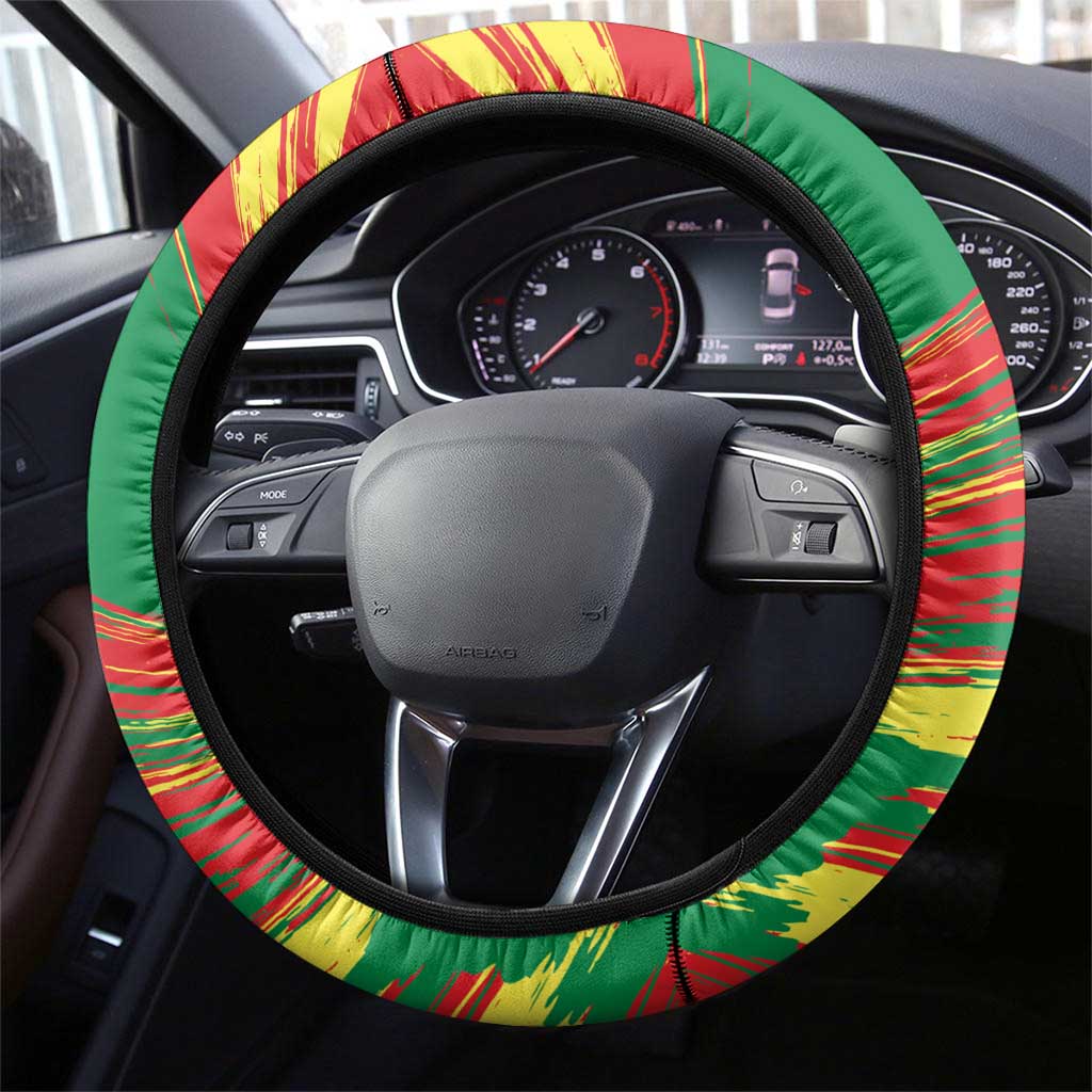 Senegal Steering Wheel Cover with Bold Eagle Graphic and Brushstroke Flag Colors Design - Wonder Print Shop