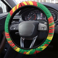 Senegal Steering Wheel Cover with Bold Eagle Graphic and Brushstroke Flag Colors Design - Wonder Print Shop