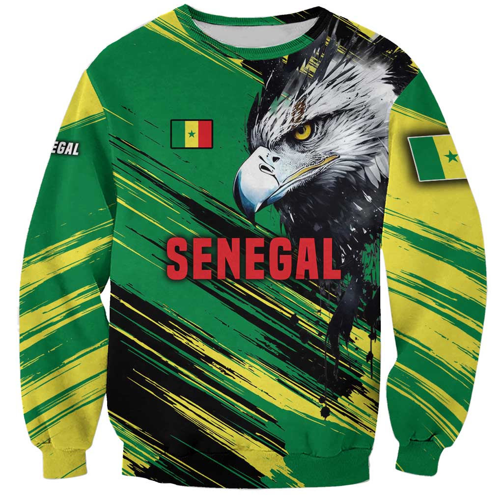 Senegal Sweatshirt with Bold Eagle Graphic and Brushstroke Flag Colors Design - Wonder Print Shop