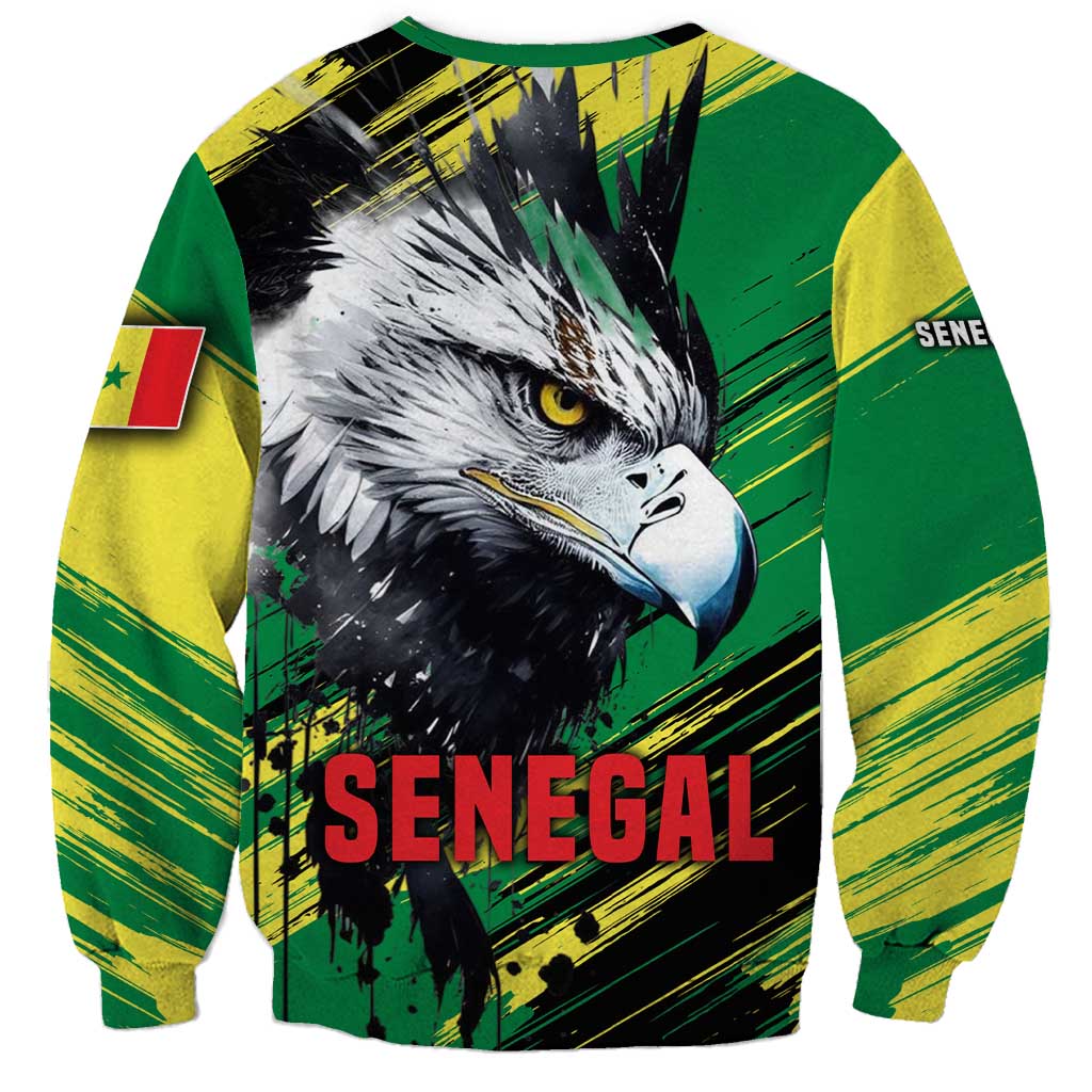 Senegal Sweatshirt with Bold Eagle Graphic and Brushstroke Flag Colors Design - Wonder Print Shop
