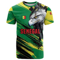 Senegal T Shirt with Bold Eagle Graphic and Brushstroke Flag Colors Design - Wonder Print Shop