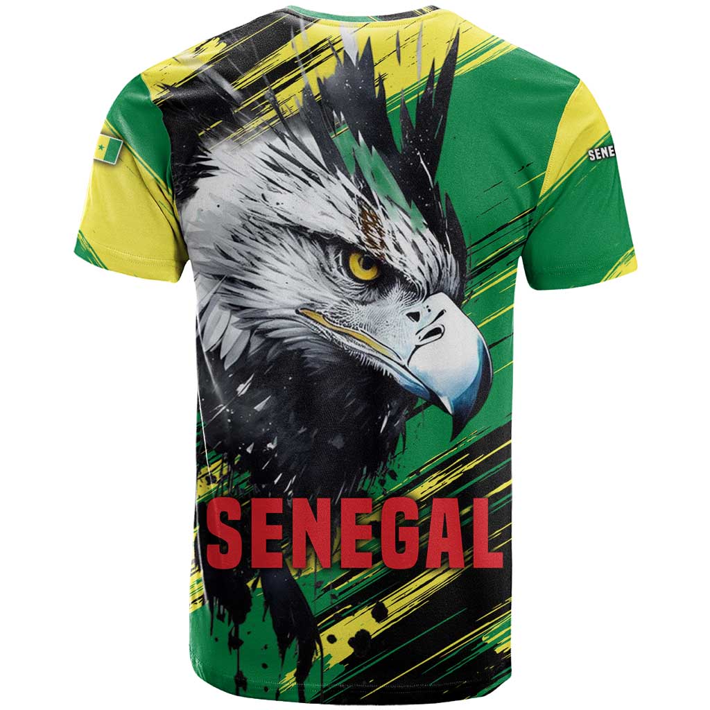 Senegal T Shirt with Bold Eagle Graphic and Brushstroke Flag Colors Design - Wonder Print Shop