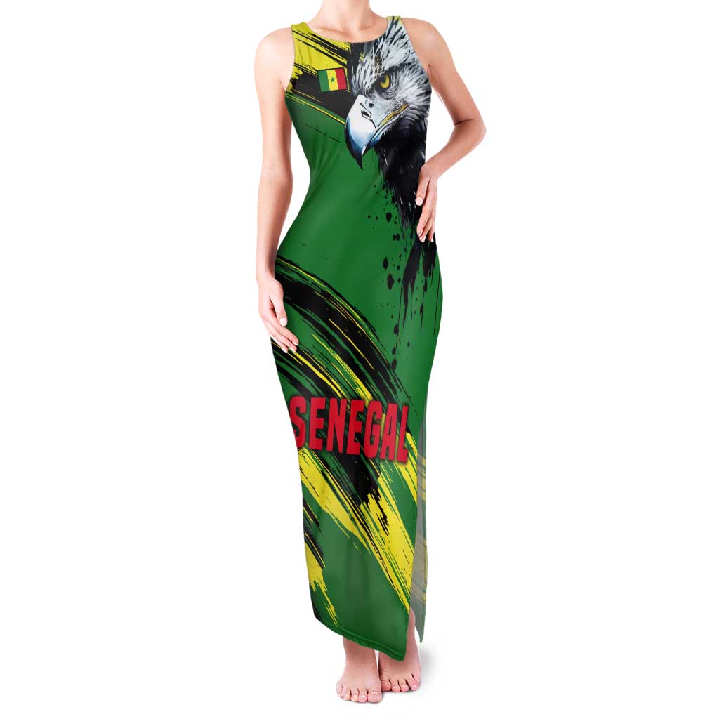 Senegal Tank Maxi Dress with Bold Eagle Graphic and Brushstroke Flag Colors Design - Wonder Print Shop