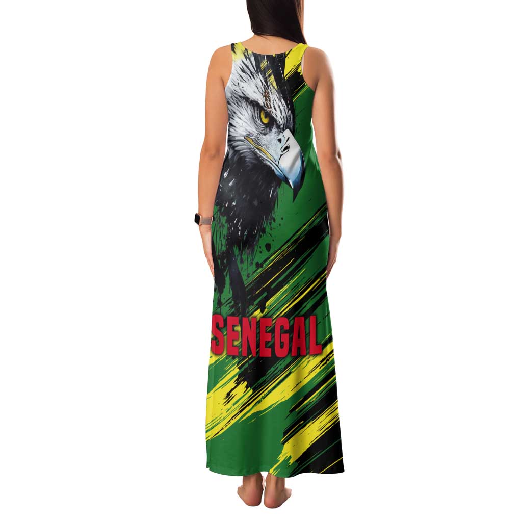 Senegal Tank Maxi Dress with Bold Eagle Graphic and Brushstroke Flag Colors Design - Wonder Print Shop