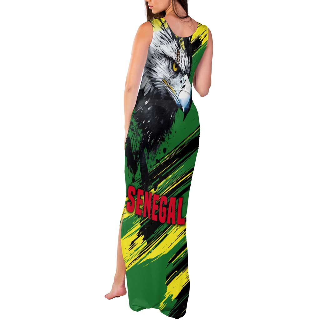Senegal Tank Maxi Dress with Bold Eagle Graphic and Brushstroke Flag Colors Design - Wonder Print Shop