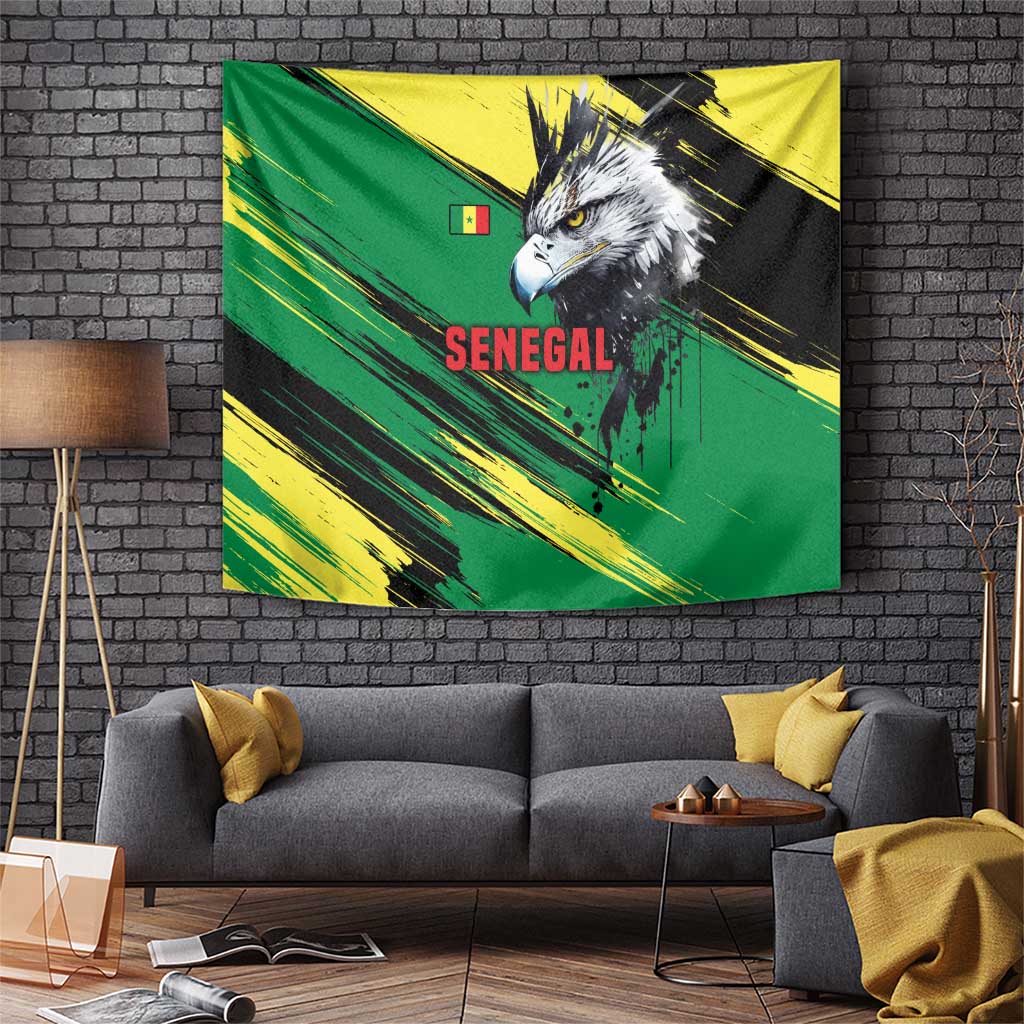 Senegal Tapestry with Bold Eagle Graphic and Brushstroke Flag Colors Design - Wonder Print Shop