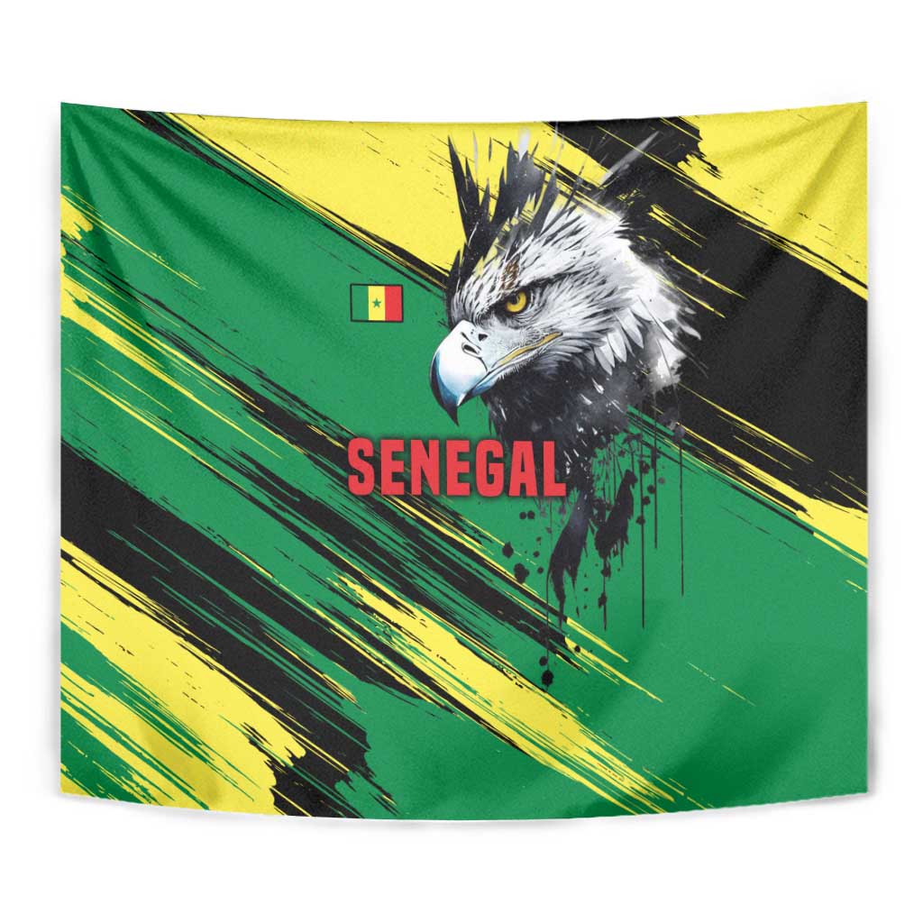 Senegal Tapestry with Bold Eagle Graphic and Brushstroke Flag Colors Design - Wonder Print Shop