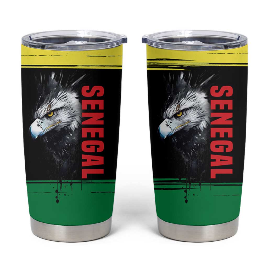 Senegal Tumbler Cup with Bold Eagle Graphic and Brushstroke Flag Colors Design - Wonder Print Shop