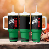 Senegal Tumbler With Handle with Bold Eagle Graphic and Brushstroke Flag Colors Design - Wonder Print Shop