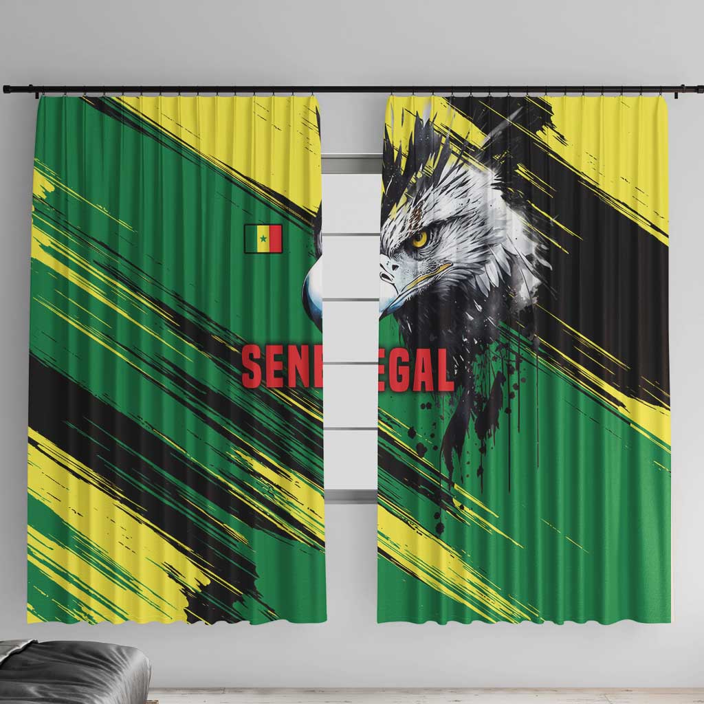 Senegal Window Curtain with Bold Eagle Graphic and Brushstroke Flag Colors Design - Wonder Print Shop