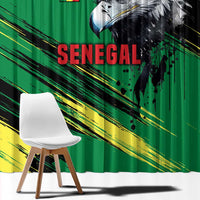 Senegal Window Curtain with Bold Eagle Graphic and Brushstroke Flag Colors Design - Wonder Print Shop