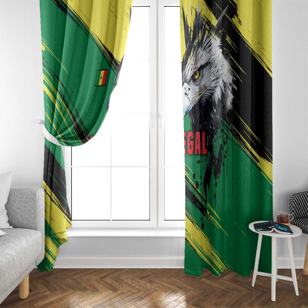 Senegal Window Curtain with Bold Eagle Graphic and Brushstroke Flag Colors Design - Wonder Print Shop