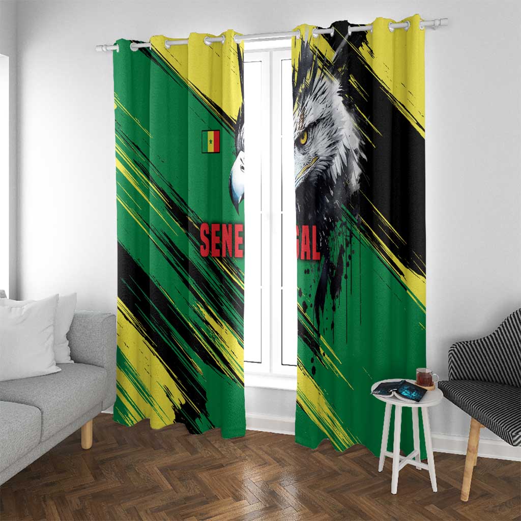 Senegal Window Curtain with Bold Eagle Graphic and Brushstroke Flag Colors Design - Wonder Print Shop