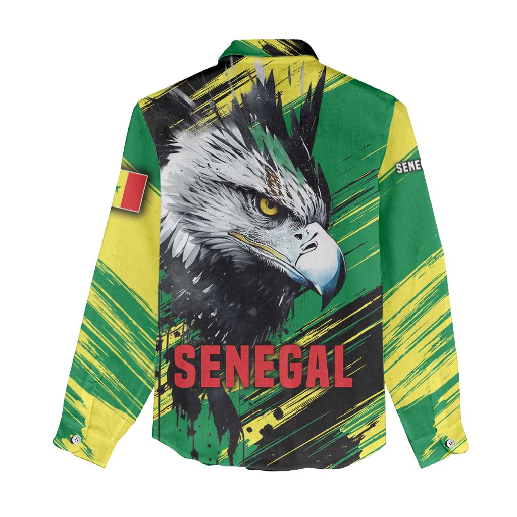 Senegal Women Casual Shirt with Bold Eagle Graphic and Brushstroke Flag Colors Design - Wonder Print Shop