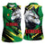 Senegal Women Sleeveless Polo Shirt with Bold Eagle Graphic and Brushstroke Flag Colors Design - Wonder Print Shop