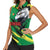 Senegal Women Sleeveless Polo Shirt with Bold Eagle Graphic and Brushstroke Flag Colors Design - Wonder Print Shop