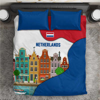 Netherlands Amsterdam Bedding Set with Colorful Canal Houses and National Flag Design - Wonder Print Shop