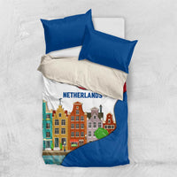 Netherlands Amsterdam Bedding Set with Colorful Canal Houses and National Flag Design - Wonder Print Shop