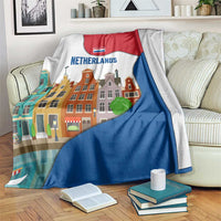 Netherlands Amsterdam Blanket with Colorful Canal Houses and National Flag Design - Wonder Print Shop