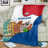 Netherlands Amsterdam Blanket with Colorful Canal Houses and National Flag Design - Wonder Print Shop
