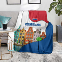 Netherlands Amsterdam Blanket with Colorful Canal Houses and National Flag Design - Wonder Print Shop