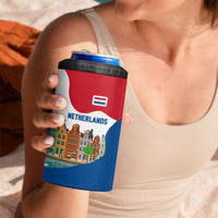 Netherlands Amsterdam 4 in 1 Can Cooler Tumbler with Colorful Canal Houses and National Flag Design - Wonder Print Shop